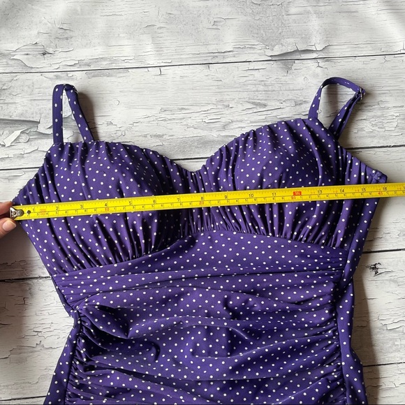 Miraclesuit Purple Polka Dot One Piece Swimsuit Size 8 - Picture 8 of 12